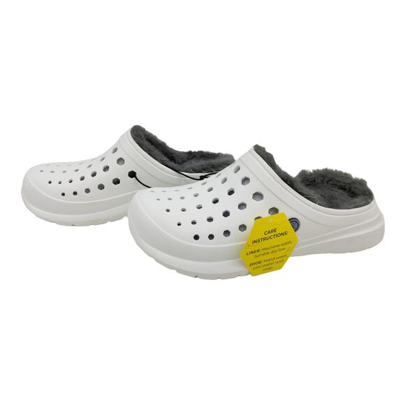 Joybees White Washable Removable Fur Lined Slip On Garden Clogs 6 8 9 10 11 - Picture 1 of 8
